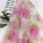 Peony Flower Pattern Hexagonal Mesh Digital Prints Mesh Fabric In Red And Green For Cape Skirts Children's Clothing And Home Use