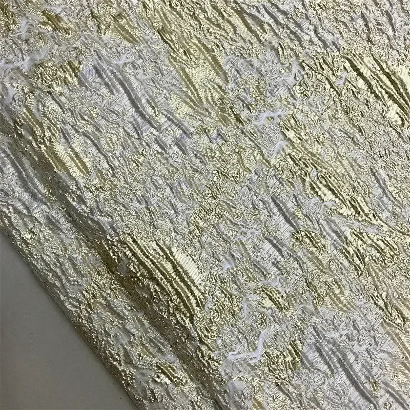 Gold Thread 3D Relief Artistic Print Clothing Fabric - Dress Evening Gown Coat Designer