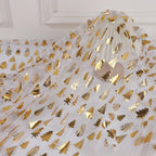 Gold Embroidered Christmas Tree Organza - Festive for Holiday Décor