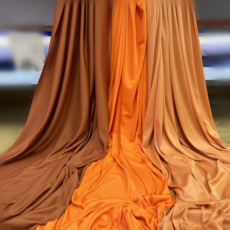 Orange Yellow Gold Coffee Milk Silk Stretch Fabric Roll Width 150cm for Wedding Home Decor Backdrop Drape Goblet Garment