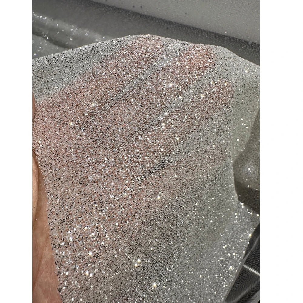 Crypto Gilding Spray Silver Sterling Silver Glitter Transparent Mesh Fabric Dress Wedding Dress Home Decoration Fabric