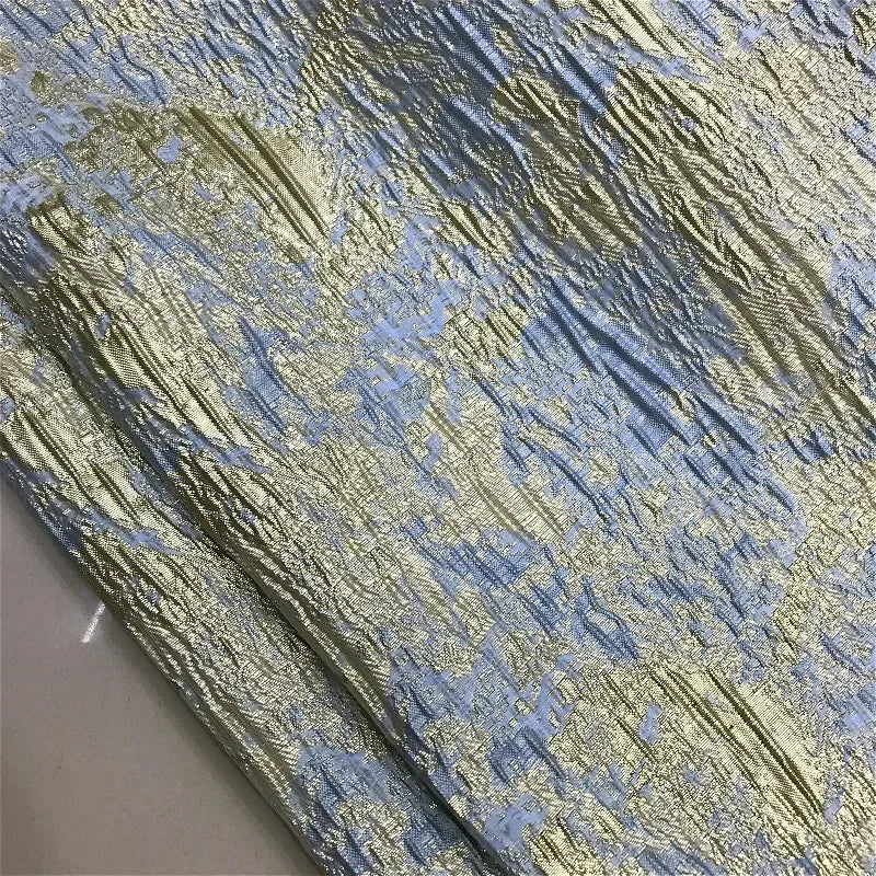 Gold Thread 3D Relief Artistic Print Clothing Fabric - Dress Evening Gown Coat Designer