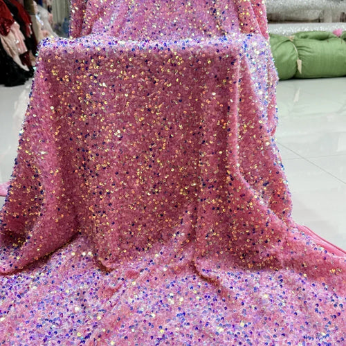3mm Sequined Velvet Fabric - Luxury Embellished Textile 130cm - fabric photo 2