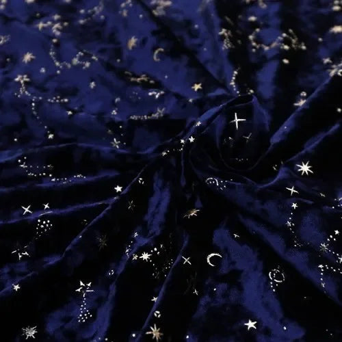 Gold foil studded constellation velvet fabric diamond shine glued foil meteor pattern for cheongsam dress stage and DIY sewing