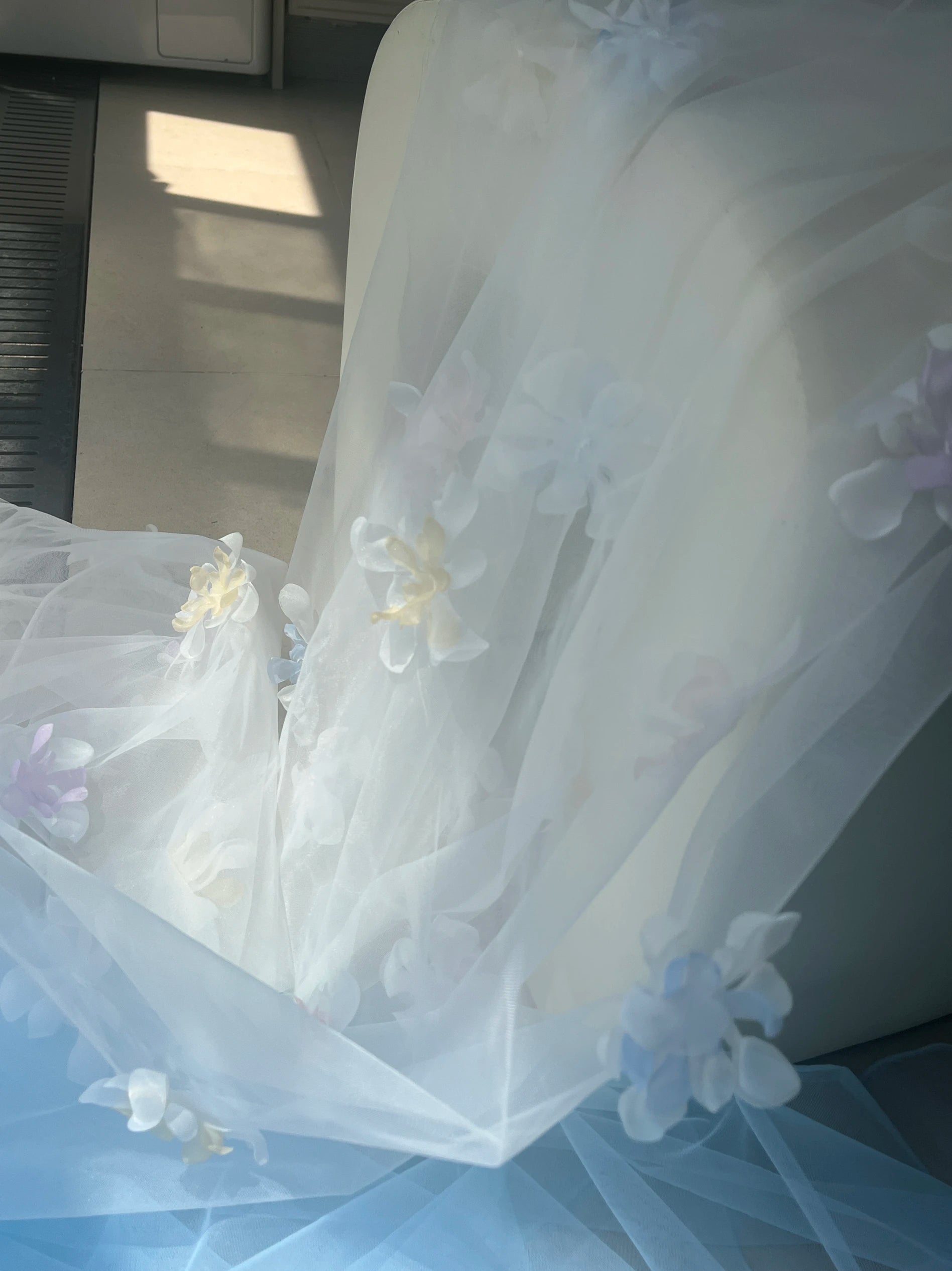 قماش شبكي مطرز ثلاثي الأبعاد بنقوش الفراشات لفساتين الزفاف، قماش زخرفي للخلفية للملابس الرسمية