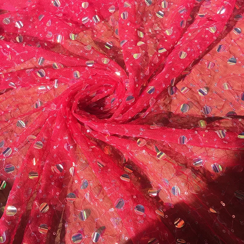 قماش تطريز شبكي مطرز بالترتر الملون، فستان نسائي عصري، خلفية حفل زفاف، مصنوع يدويًا، DIY