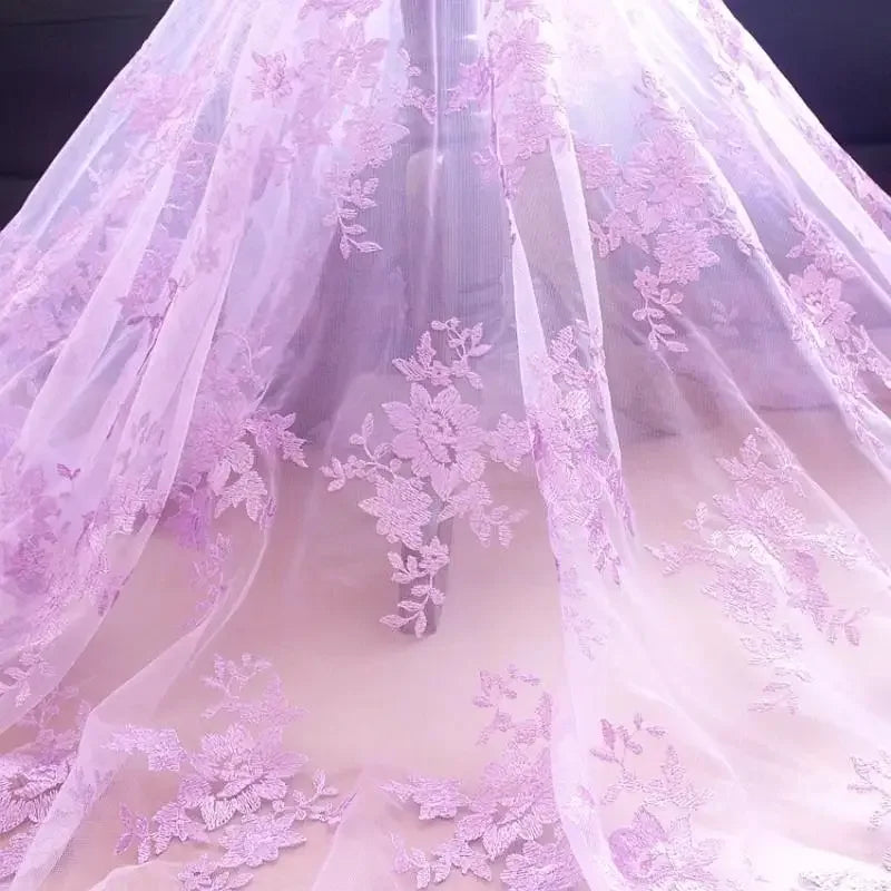 Tela de encaje bordada a mano para vestido de novia (130 cm)