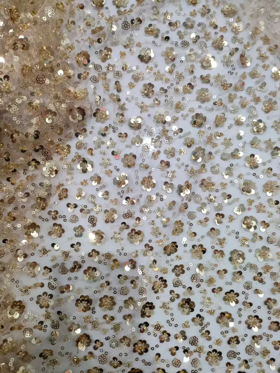 Sequin Flower Mesh Fabric - Elegant Glitter Sheer Material