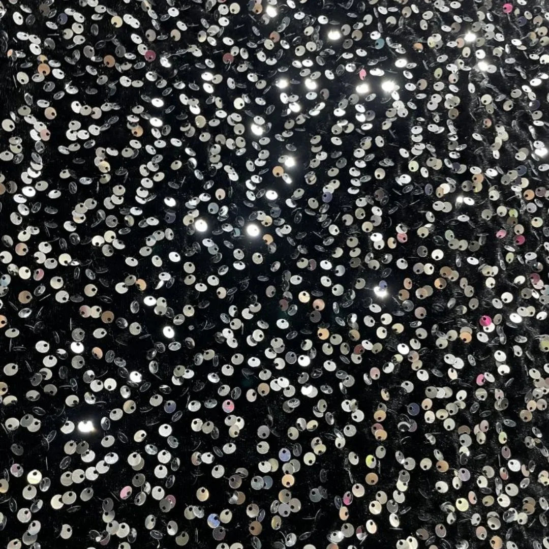 Luxury Velvet Beaded Embroidery Fabric With Dense Sequins Non Shedding Plush For Evening Gown Wedding Dress DIY Decoration