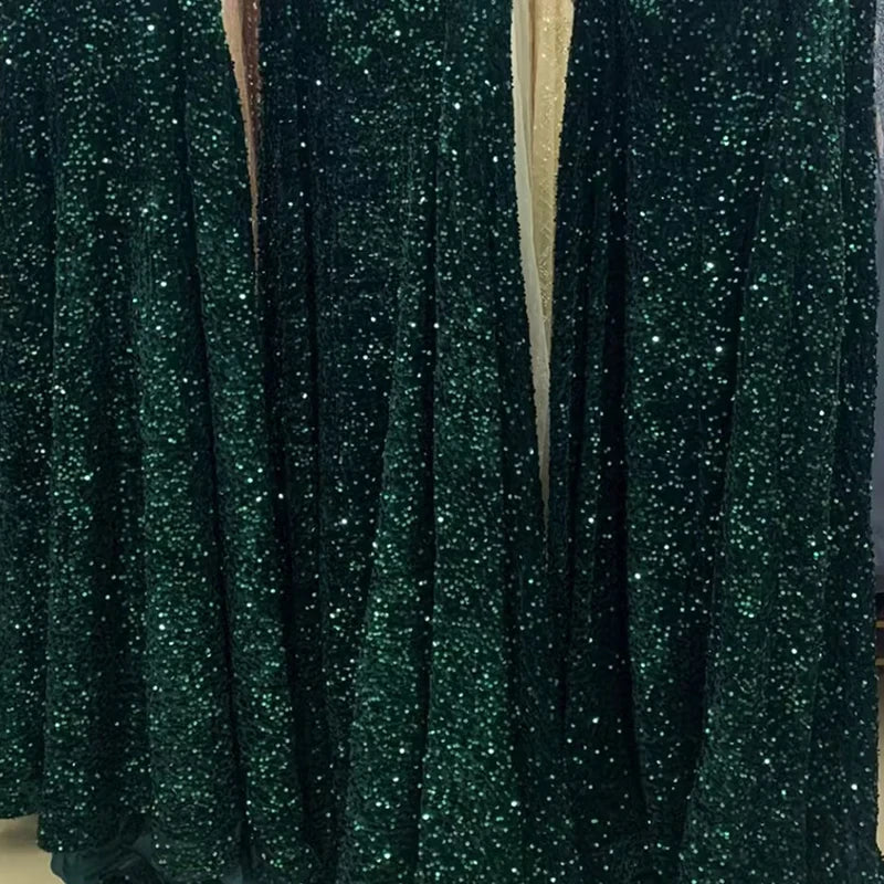 New Velvet Sequin Fabric for Evening Prom Dress Shining Reflective Wedding Decoration Clothes Material Party Special Events