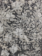 Tela con bordado de encaje, para vestido de novia, velo, cortina de puerta, mantel, con cuentas de perlas y flores de hoja nueva