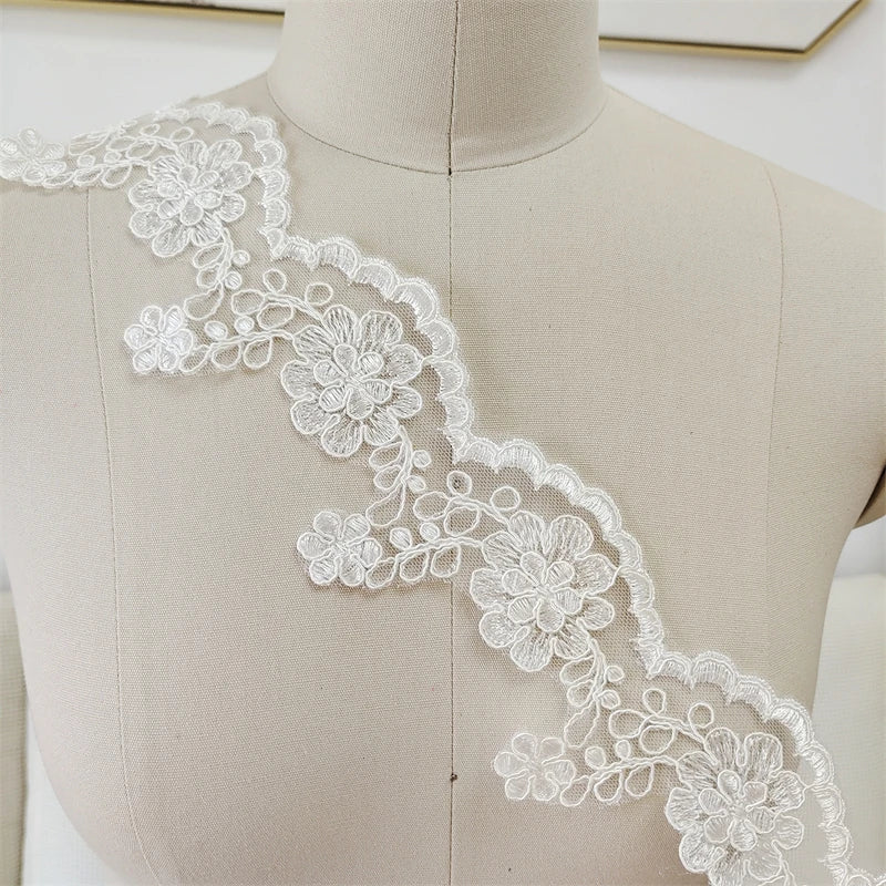 2024 new retro beige car bone lace clothing lace embroidery wedding dress veil curtain DIY