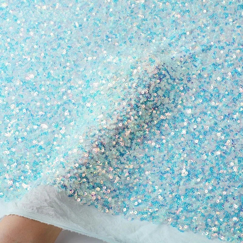 5MM Sequin Bead Elastic Mesh Fabric - Stage Clothing Material 120cm