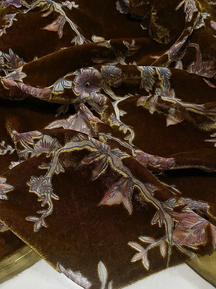 Luxurious Embellished Velvet Sequin Fabric for Evening Wear