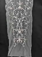 Vestido de novia, vestido de noche, accesorios qipao, hecho a mano con tela de encaje floral en el pecho blanco