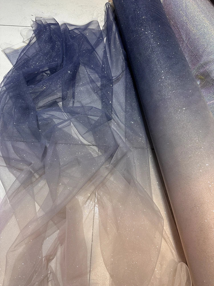 Gradient Spray Silver Shiny Sheet Soft Yarn Fine Powder Mesh Blue Red Purple Wedding Dress Fabric