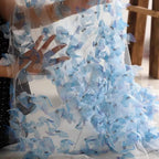 قماش شبكي شفاف بتصميم فراشة ماسية لامعة ثلاثية الأبعاد باللون الأزرق والوردي لخياطة فساتين الزفاف والسهرة