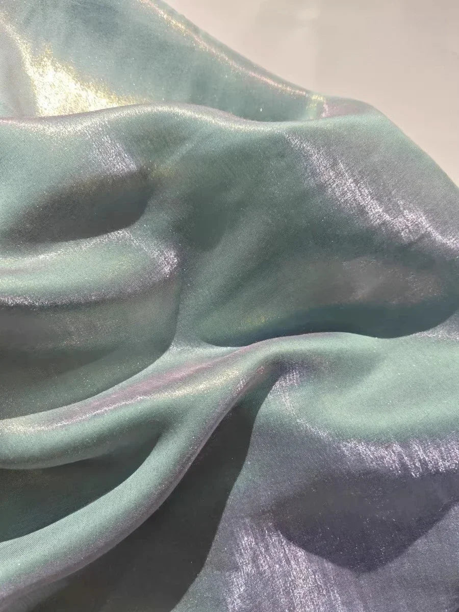 Shining Gold Powder Fantasy Color Water Light Cotton Satin Fabric Sewing Hanfu Dress Stage Clothing Soft Fabric