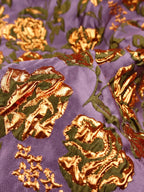 Glossy and stiff silhouette retro purple and gold flower relief jacquard fabric spring and summer skirt designer fabric DIY