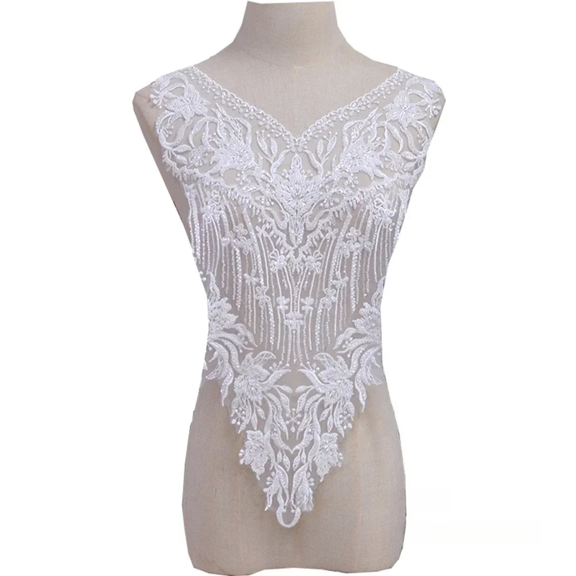 Beige Beaded Mesh Corsage - Wedding Dress Evening Gown Lace Accessories