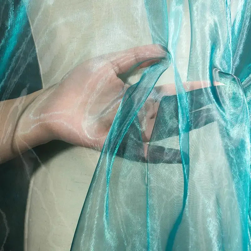 Gradient Color Laser Organza Fabric - Sheer Ombre Material 150cm