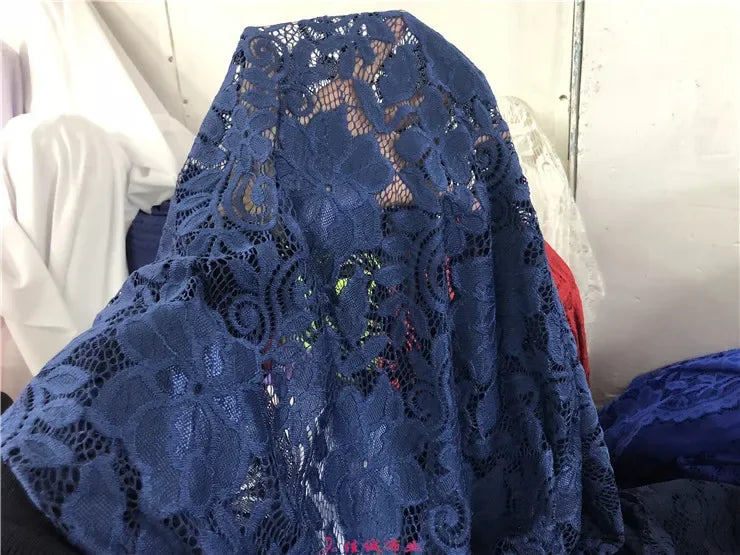 قماش دانتيل مطاطي برتقالي فلوري شفاف شبكي مع تطريز وردي للفساتين وملابس الأداء قماش شبكي شفاف زهري