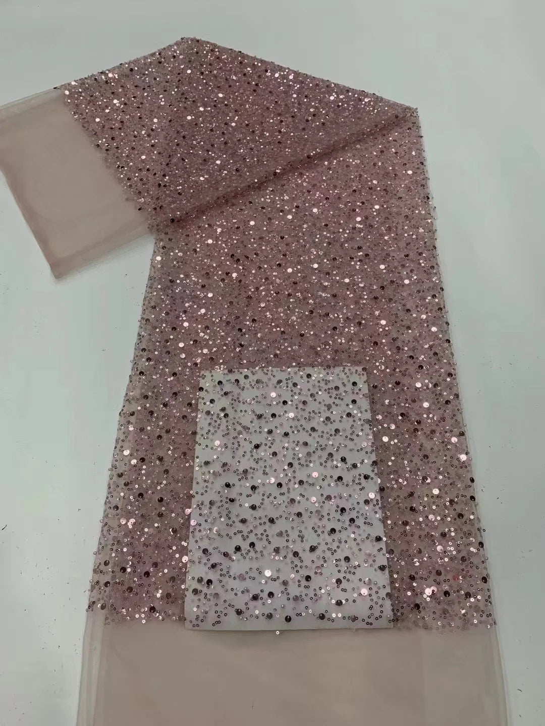 New Mesh Embroidery Pearl Sequins Scattered Pearl Embellishment Fabric Handmade DIY Fabric Wedding Dress Veil Skirt