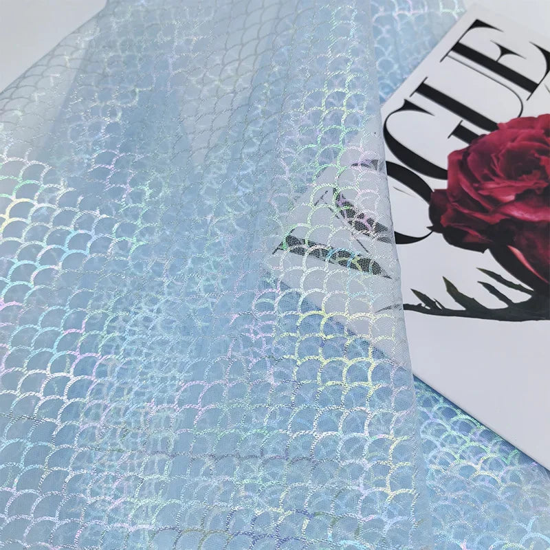 Hot-selling New Symphony Fish Scale Hot Stamping Mesh Princess Elsa Dress Amazon Toys Children's Clothing Fabric Dress Cloth