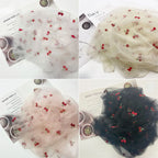 Tulle cherry-patterned beaded tube embroidered mesh fabric sewing children's clothing hair accessories and curtain fabric