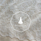 فستان دانتيل أبيض فاخر عالي الجودة مصنوع يدويًا من شال مطرز بالترتر، فستان زفاف، فستان سهرة من القماش