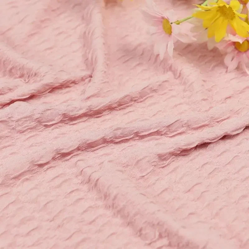 Tela elástica de felpa bordada con burbujas y textura 3D con volantes para vestidos de bebé, ropa de mujer y costura DIY.