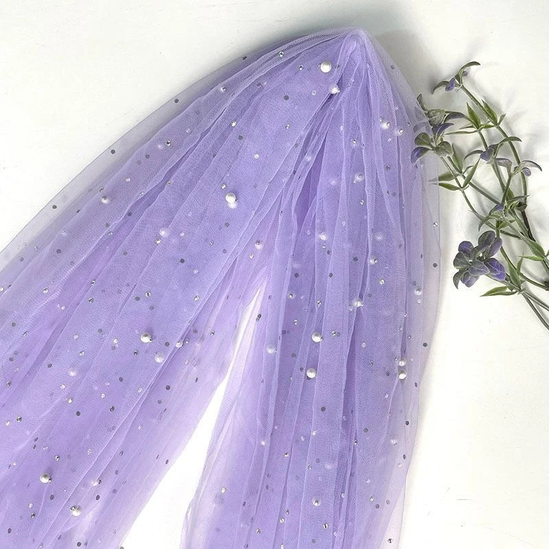 Soft Pearl Tulle Fabric - Delicate Mesh for Bridal Gowns & Elegant Backdrops