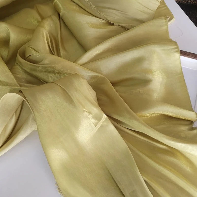 Soft and Shiny Metallic Cool Breeze Satin with Texture Suitable for Wedding Dresses Formal Gowns Designer Clothing Fabrics
