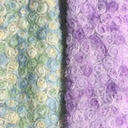 فستان زفاف كلاسيكي مطبوع عليه وردة ثلاثية الأبعاد مع لوحة قماش مطرزة وقماش شبكي مزين بالزهور