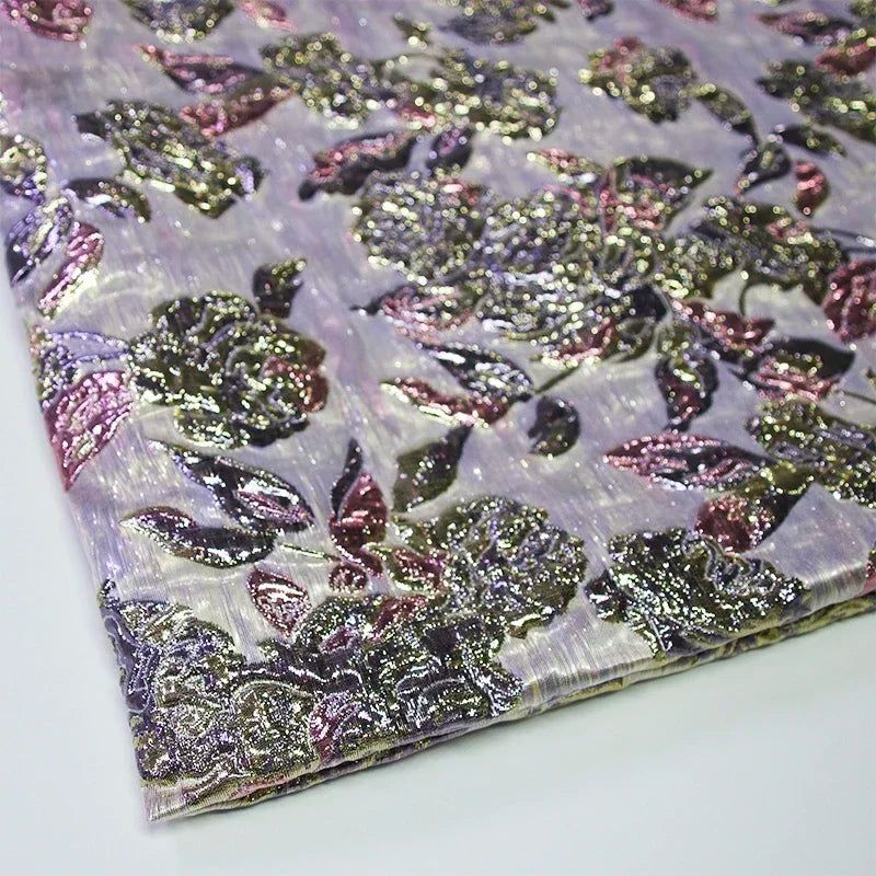 Embossed Double Gold Silk Clothing Jacquard Fabric - Evening Dress Material 130cm