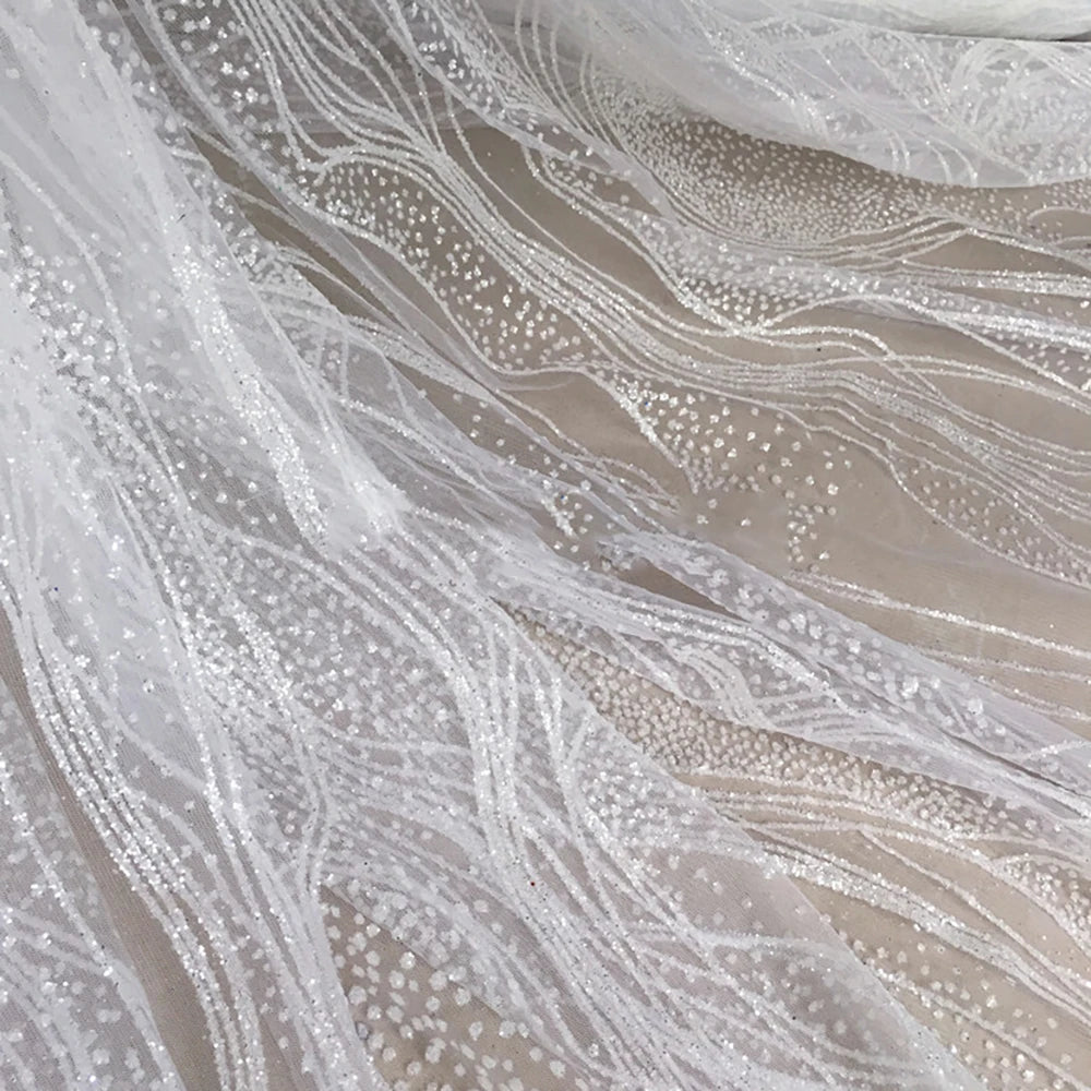 Luxury Water Ripple Sequin Tulle Fabric, Perfect for Wedding Gowns, Performance Costumes, and Children's Handmade Designs