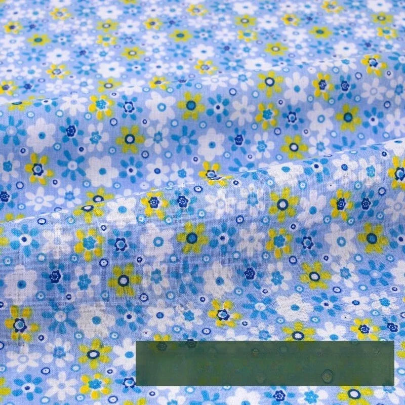Tela rústica de algodón con pequeñas flores - Material para manualidades de ropa de bebé (160 cm)