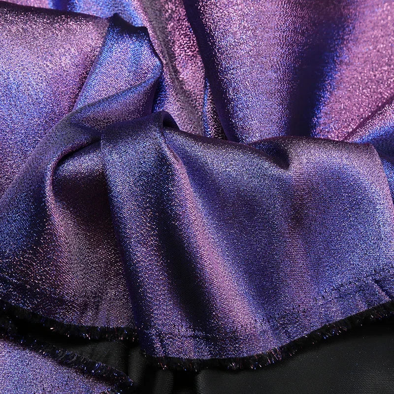 Colorful gradient sparkling satin fabric handmade DIY doll clothes stage costumes background designer fabrics for sewing