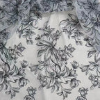White Lily Embroidered Chiffon Lace Fabric - Elegant Material 130cm