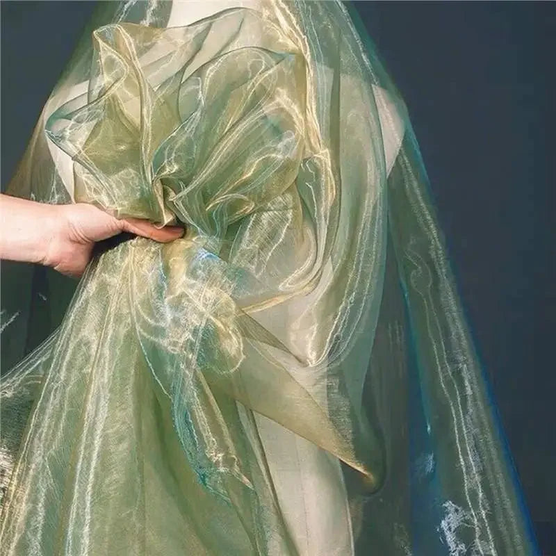 Unique Fabric Transparent Organza Sheer Cloth Sparkling Material For Wedding Dress Elegant Evening Gown Couture Design Clothing