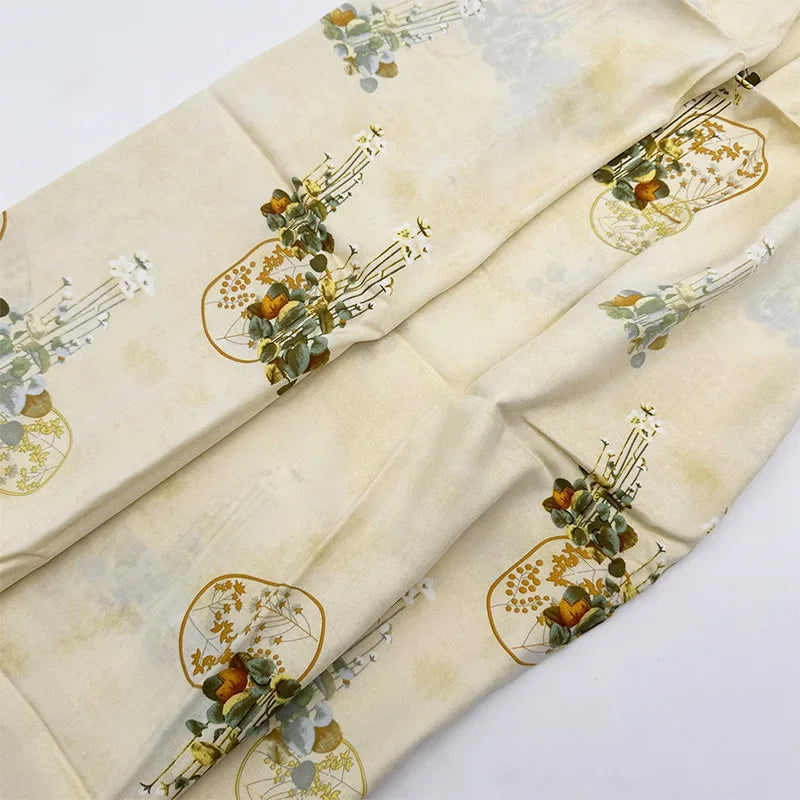 قماش قطني كتان مطبوع بنمط زهور فنية مرسومة بالزيت لخياطة غطاء الطاولة والستائر والديكور الداخلي