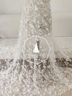 فستان زفاف مطرز بقماش التول 6420 متطور ثلاثي الأبعاد على شكل زهرة وأظافر وخرز وتزيين تنورة مصنوع يدويًا بنفسك