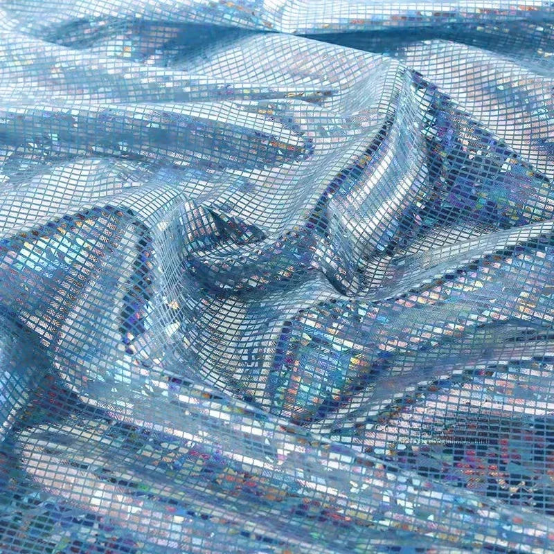 Laser Iridescent Shiny Hot Stamping Block Fabric Sewing Stage Performance Costumes Background Decoration Designer Fabric