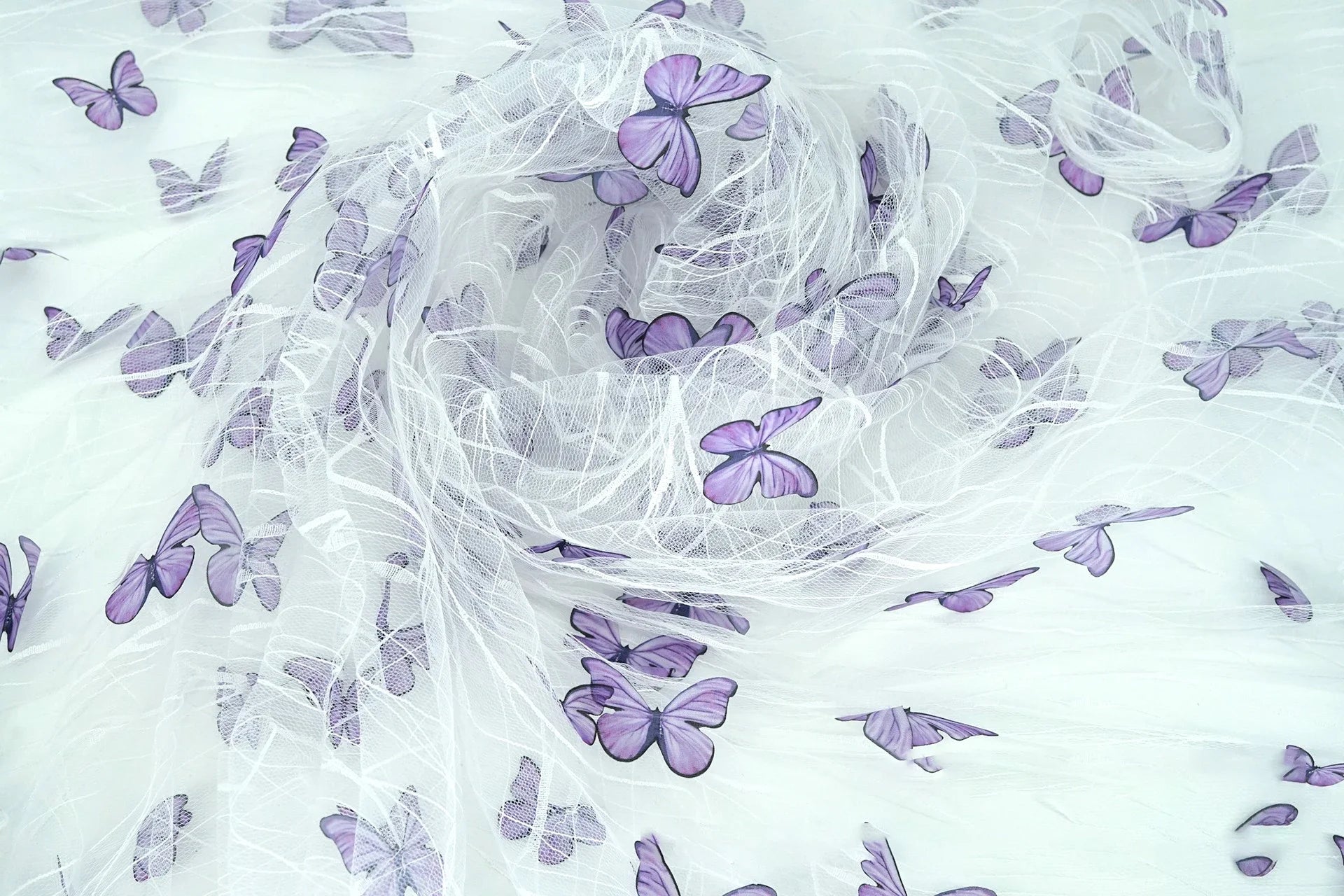 3D Butterfly Sheer Tulle Fabric Romantic Durable Colorful For Wedding Dress Evening Gown Handmade Decor Backdrop Veil Accessorie