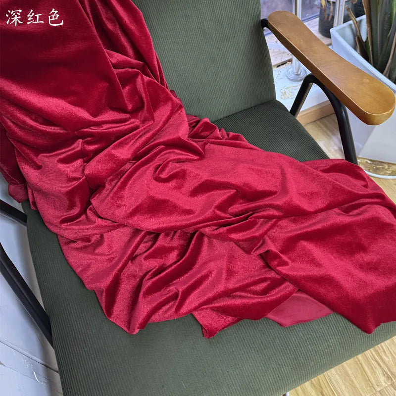 قماش مخملي عالي الجودة، قماش مخملي أحمر غامق، فساتين سهرة دافئة، ديكورات خلفية للمهرجانات، قماش ستائر