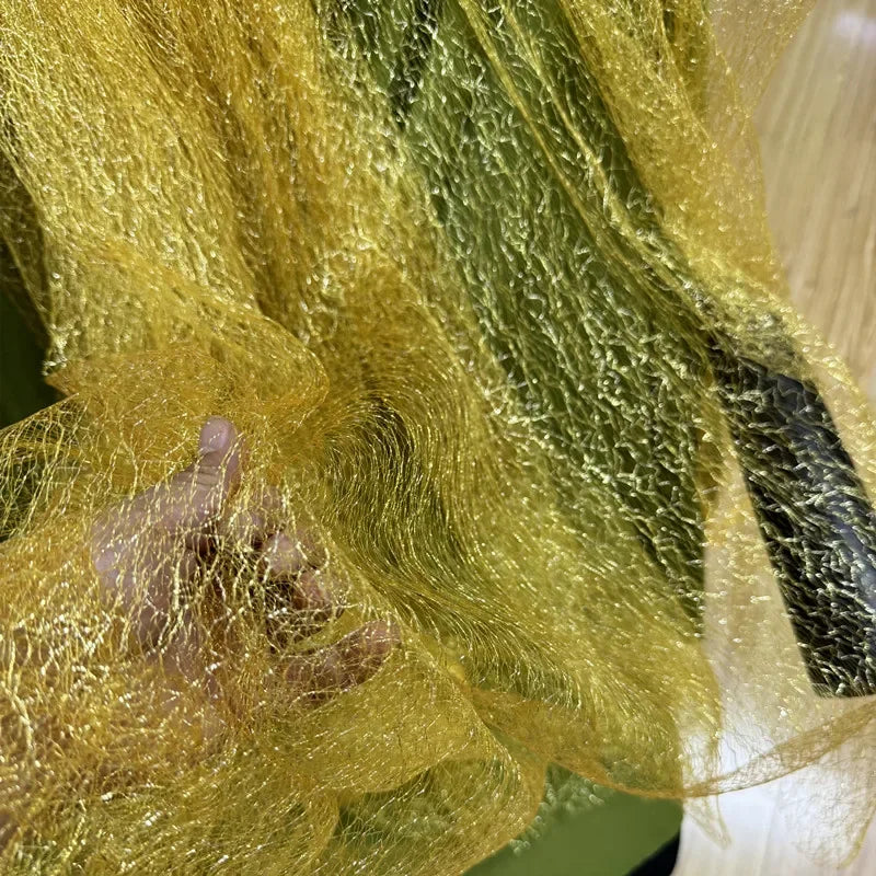 Delicate Gold Lurex Mesh Lace - Evening Dress Party Wedding Curtain DIY Fabric