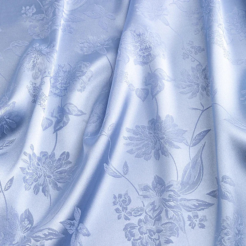 قماش ساتان منقوش بنقشة زهور، قماش ناعم لامع، مثالي لفساتين السهرة وأزياء الزفاف والحرف اليدوية التقليدية من تشيباو
