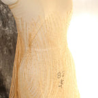 Tela de sarga con bordado aleatorio de encaje y lentejuelas para vestido de novia, hecha a mano, tela decorativa DIY, diseño de graduación, decoración