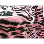 قماش حرير الحليب بطبعة جلد النمر الوردي الكبير مرن على جميع الجوانب، ناعم للغاية وغير شفاف، قماش مطبوع عليه فستان وتنورة طويلة وقبعة ووشاح وقميص