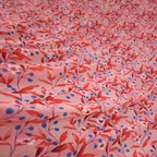 High-End Chiffon Fabric Deep Pink Blue Berry Floral Print For Girls Cheongsam Dress Thin Soft Material For Clothing